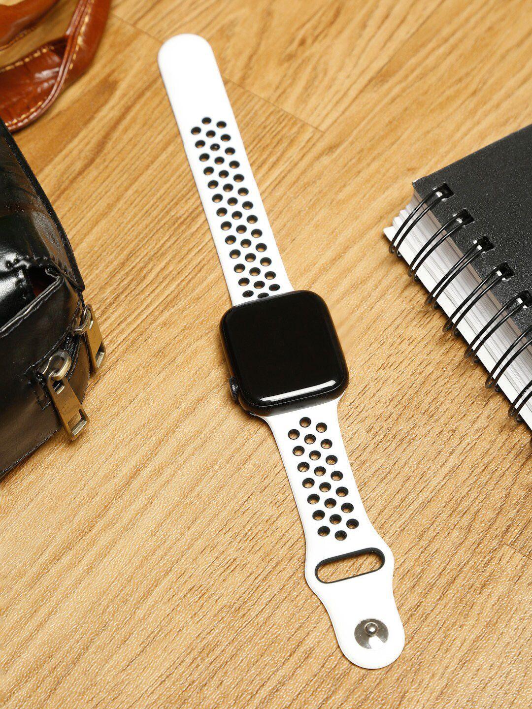 mutaqinoti white & black solid soft silicone 20mm smartwatch strap