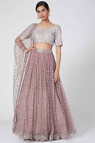 muted pink embroidered lehenga set