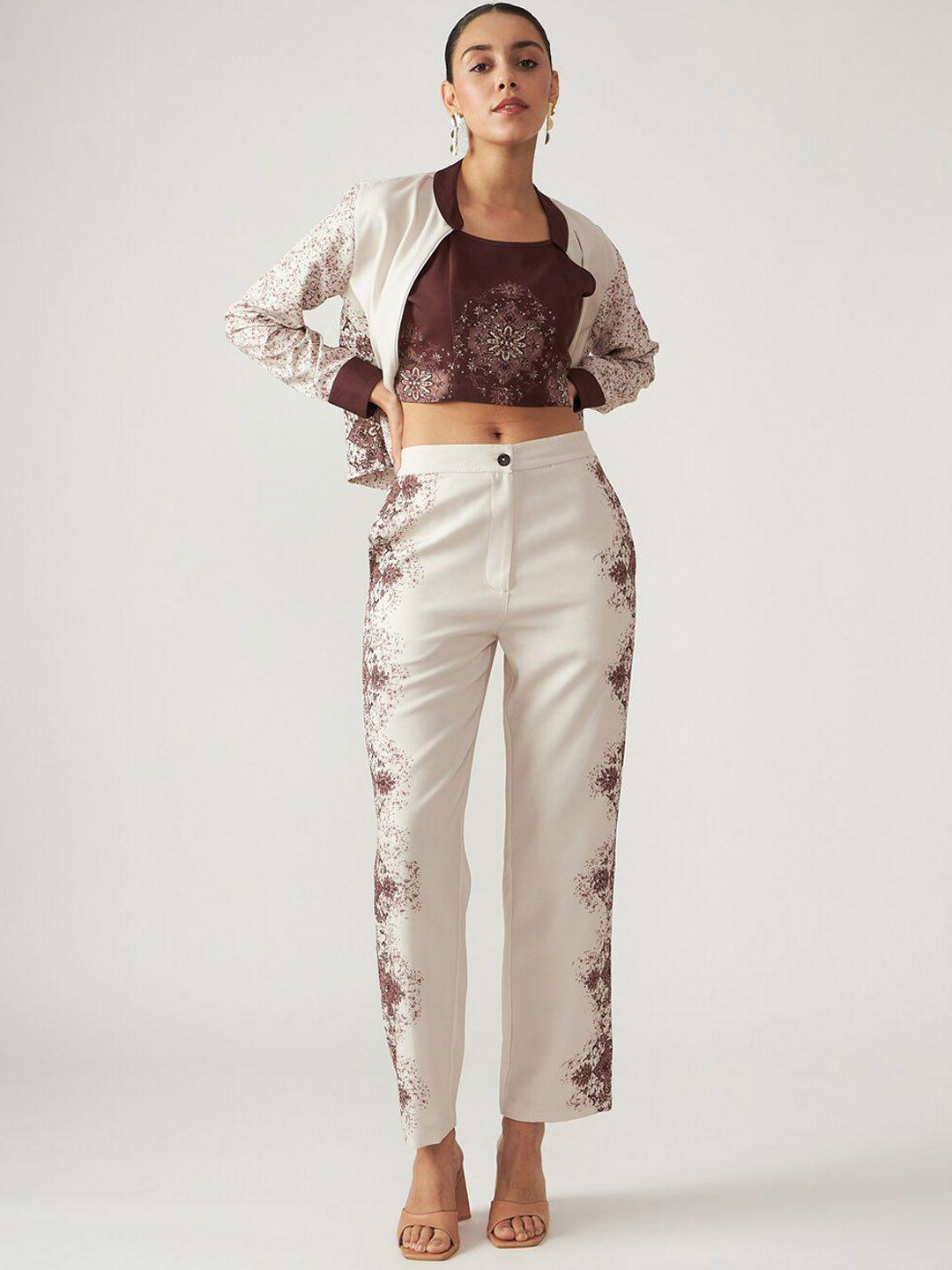 muvazo floral print relaxed straight fit trousers