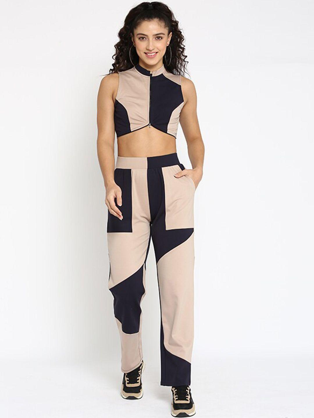 muvazo colourblocked crop top with trousers co-ords