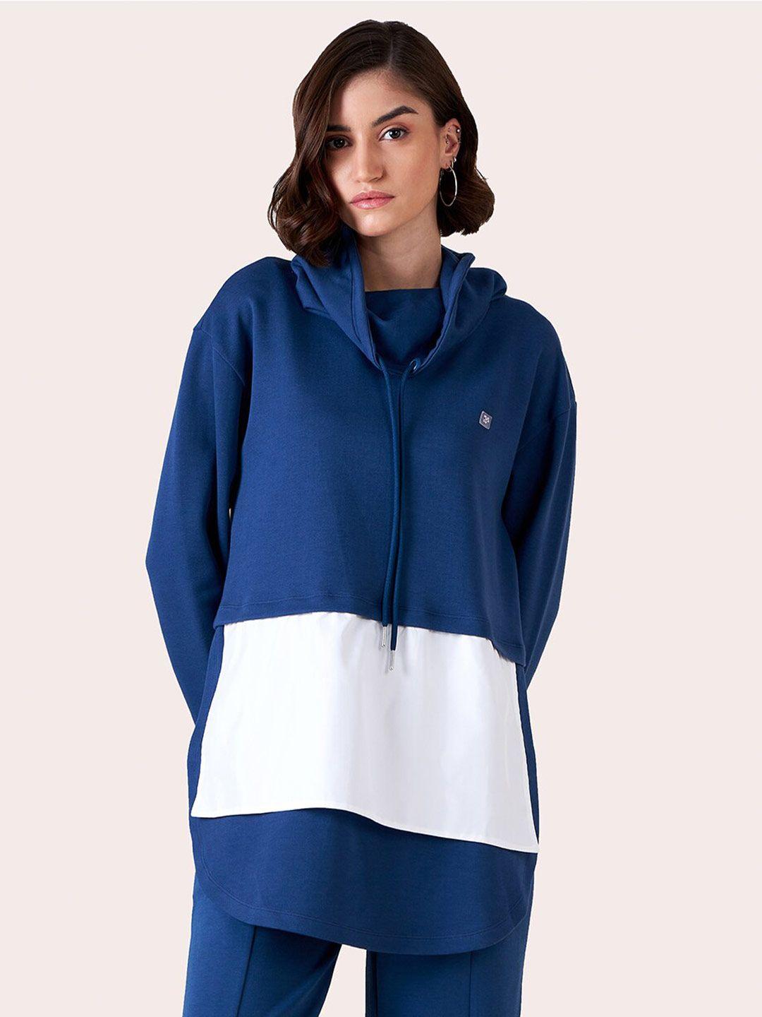 muvazo colourblocked hooded cotton top