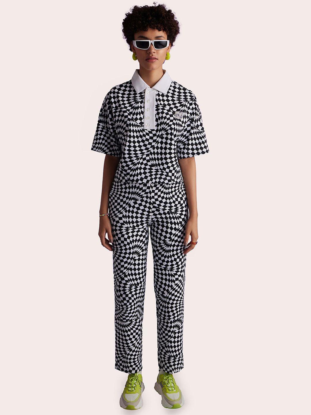 muvazo geometric printed cotton straight fit trousers