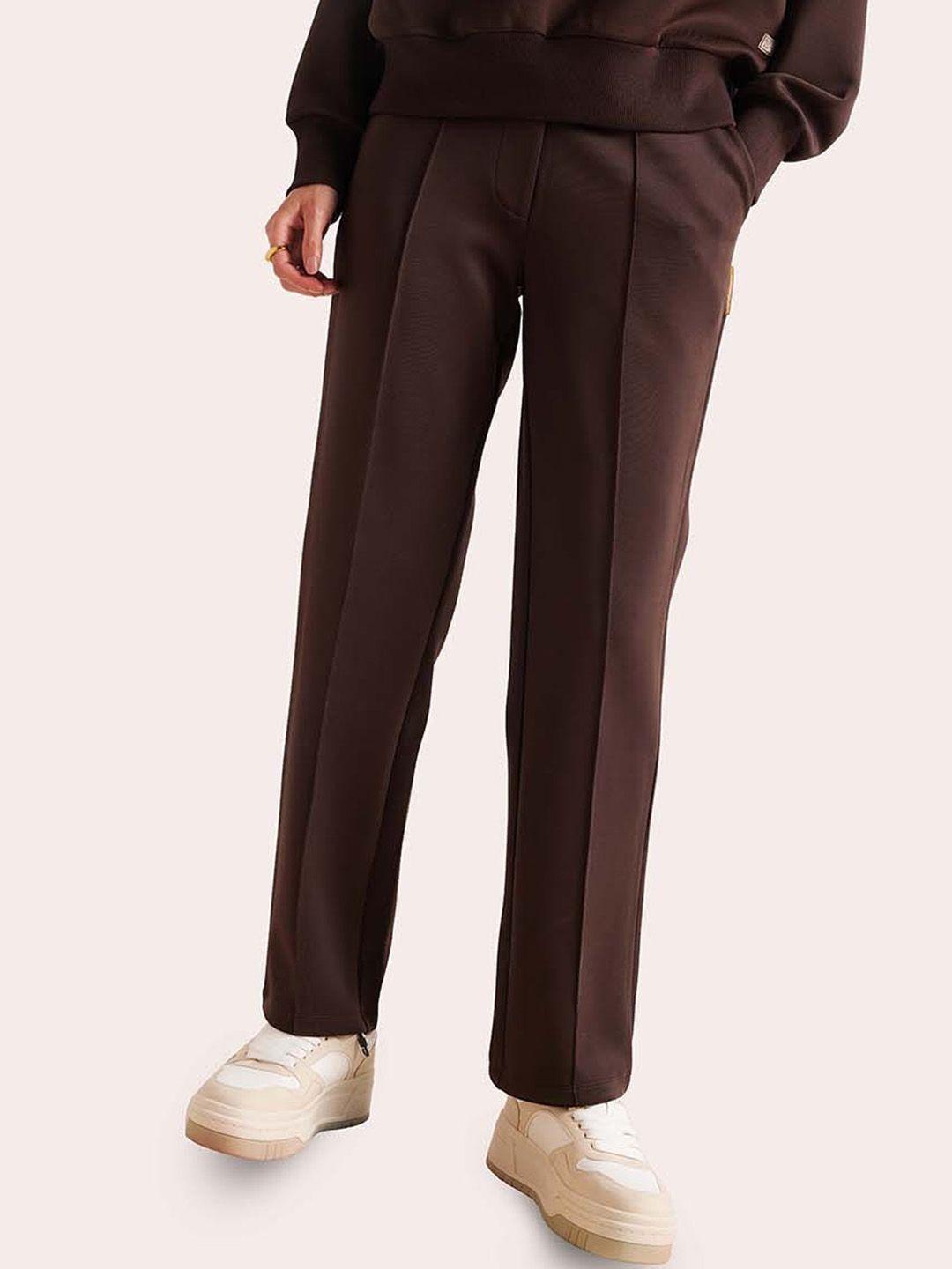 muvazo women high-rise straight-fit regular trousers