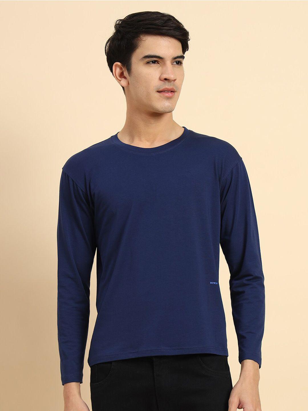 muwin men extended sleeves pure cotton pockets t-shirt