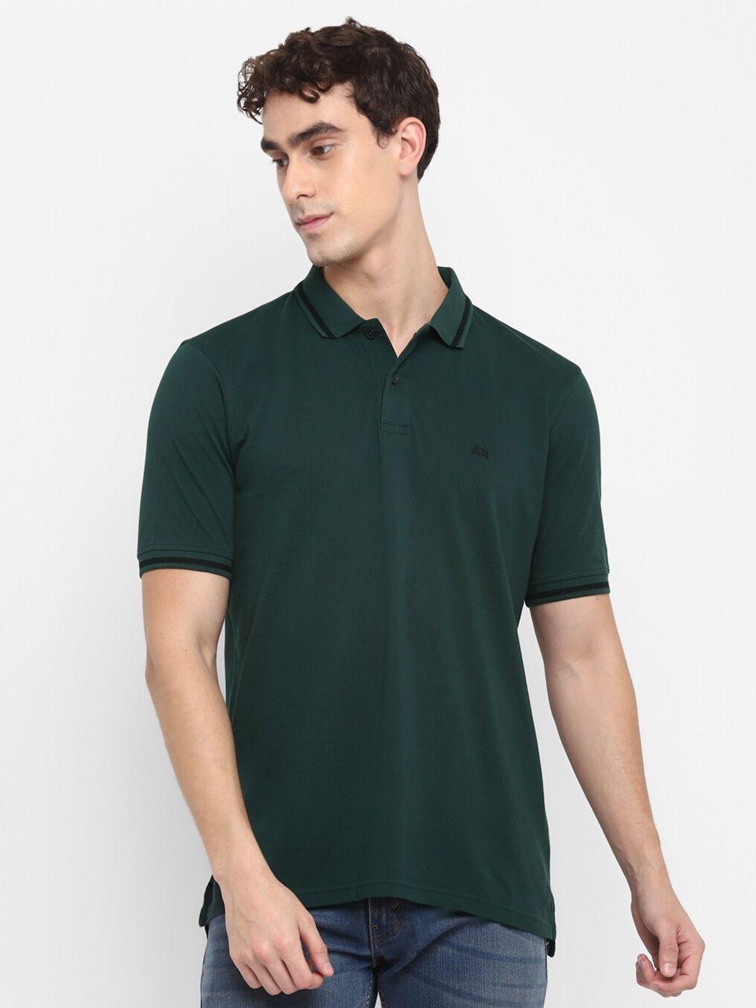 muwin men green polo collar t-shirt