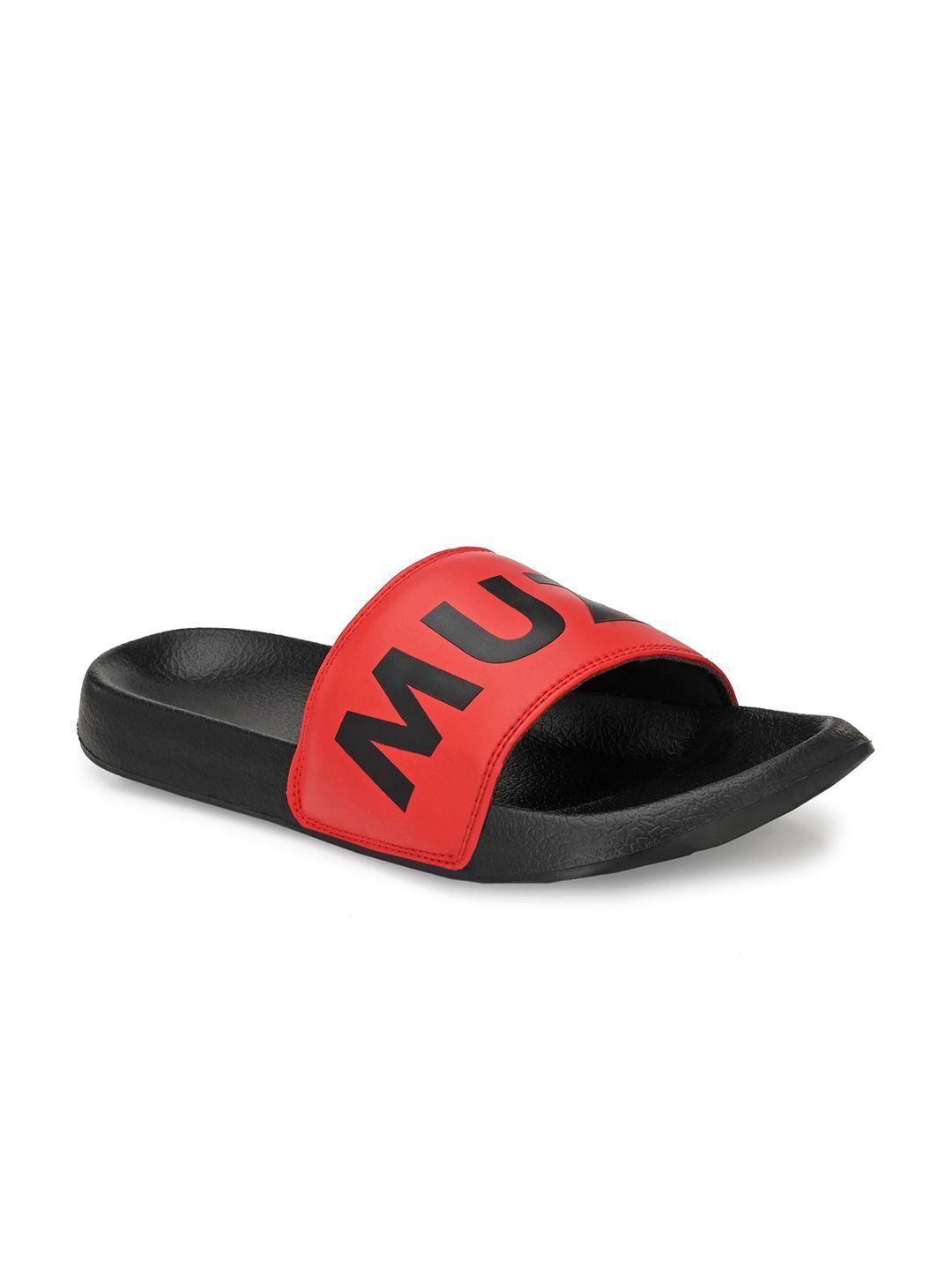 muzzati men red & black printed flip flop
