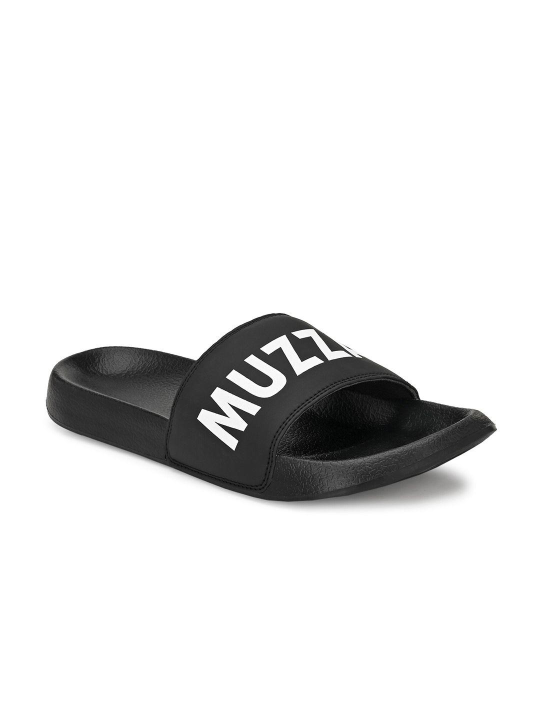 muzzati men black & white printed sliders