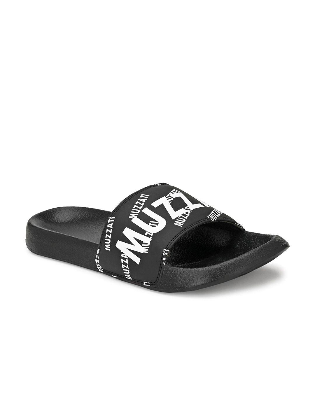 muzzati men black & white printed sliders