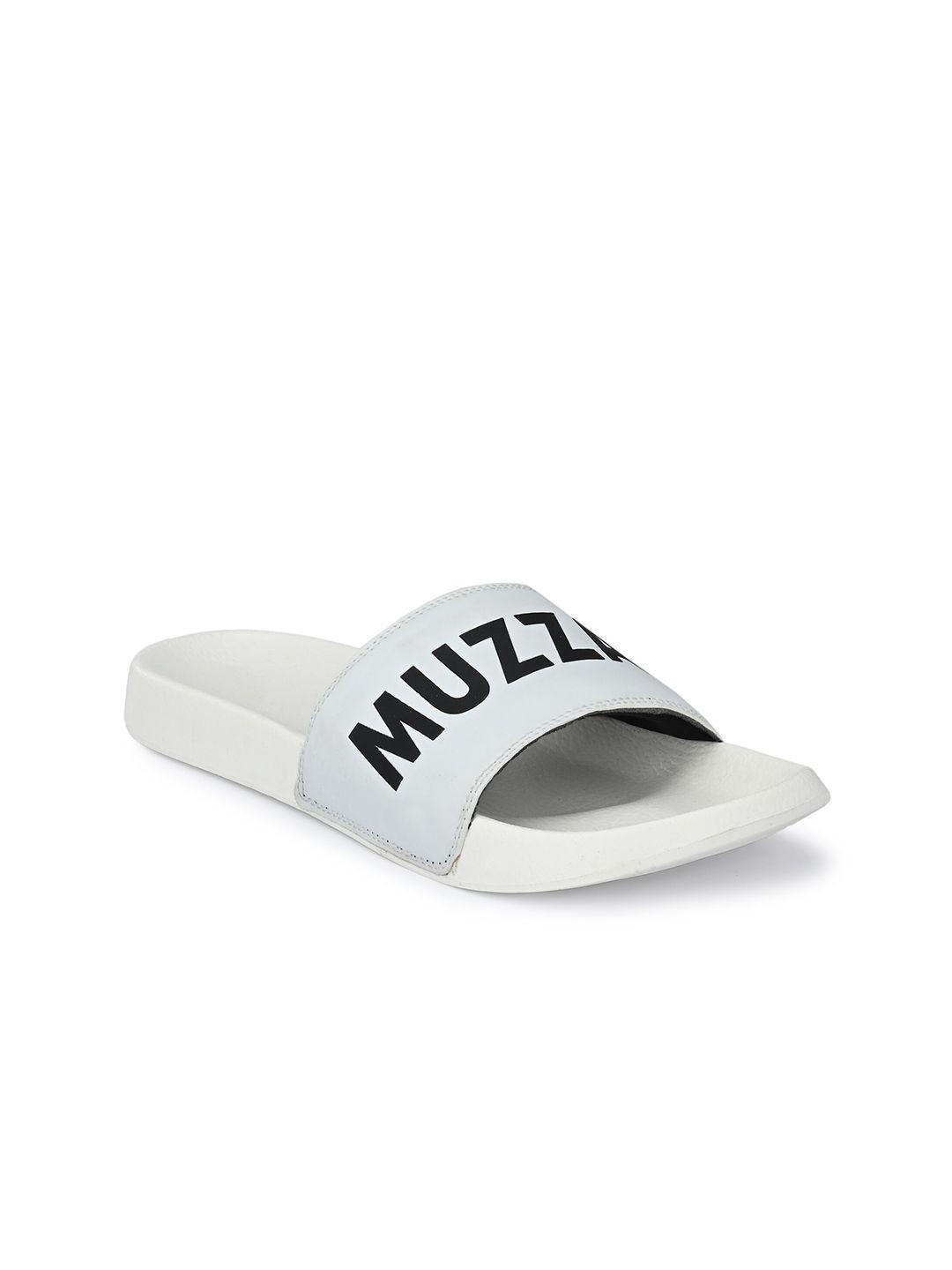 muzzati men grey & black printed sliders