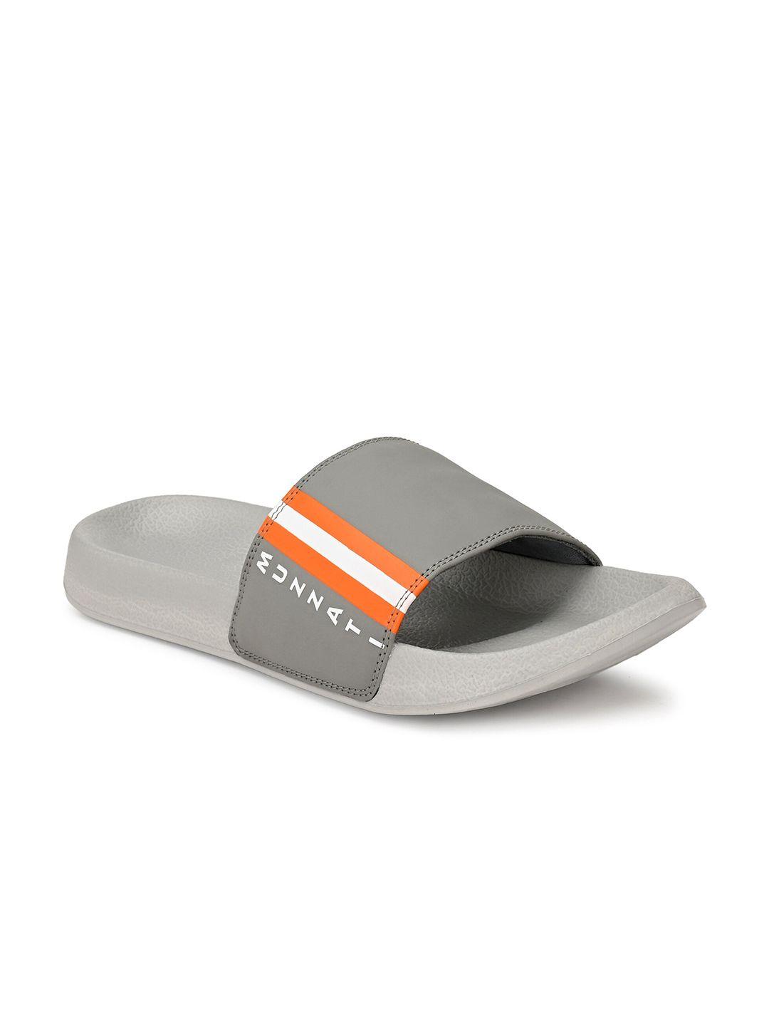 muzzati men grey & orange striped sliders