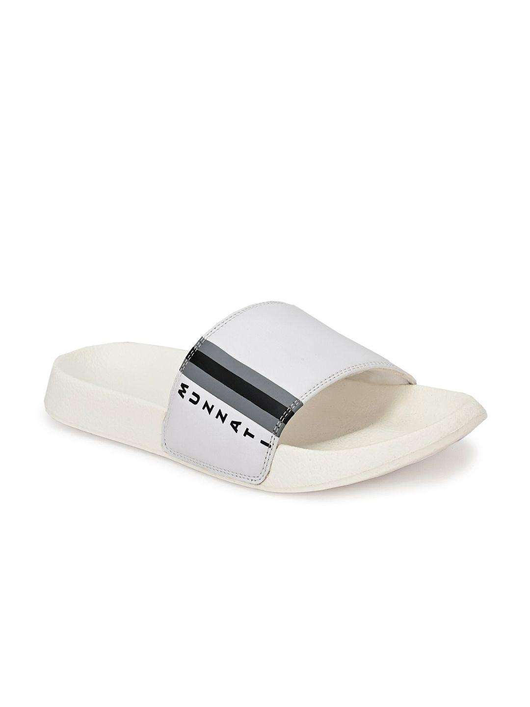 muzzati men white & black striped sliders