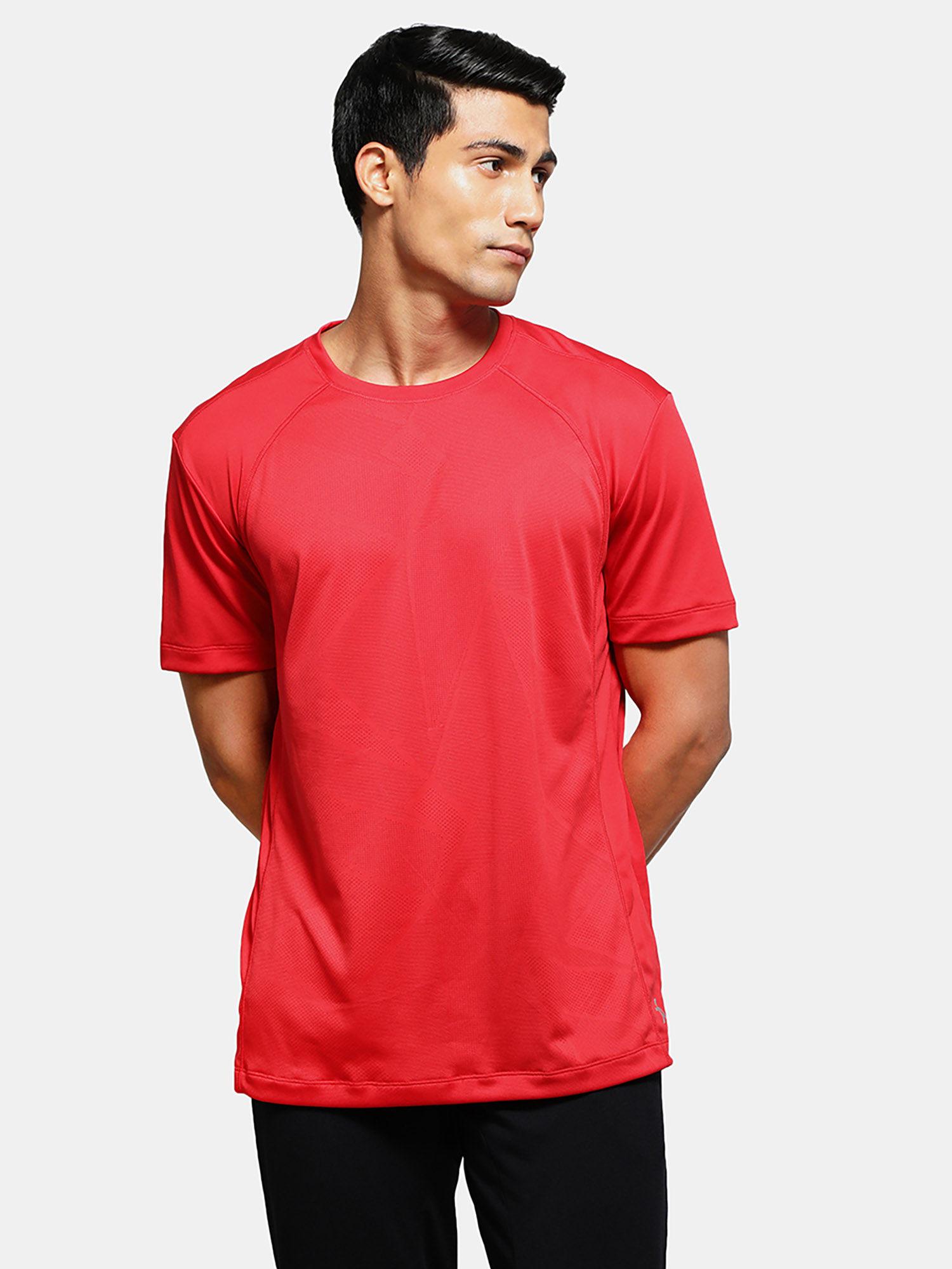 mv15 mens microfiber breathable mesh round neck t-shirt - team red