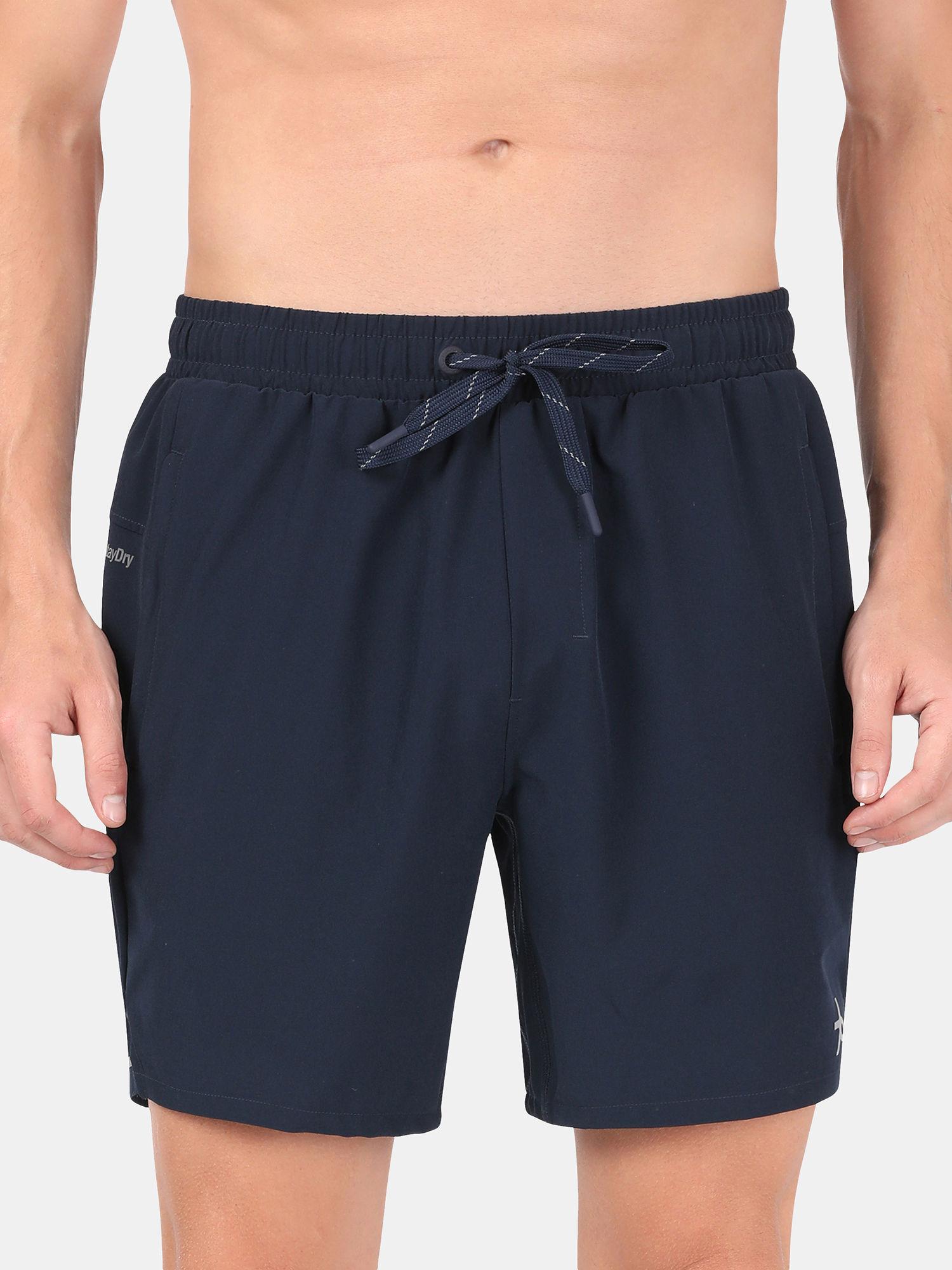 mv20 mens microfiber elastane stretch straight fit solid shorts - navy