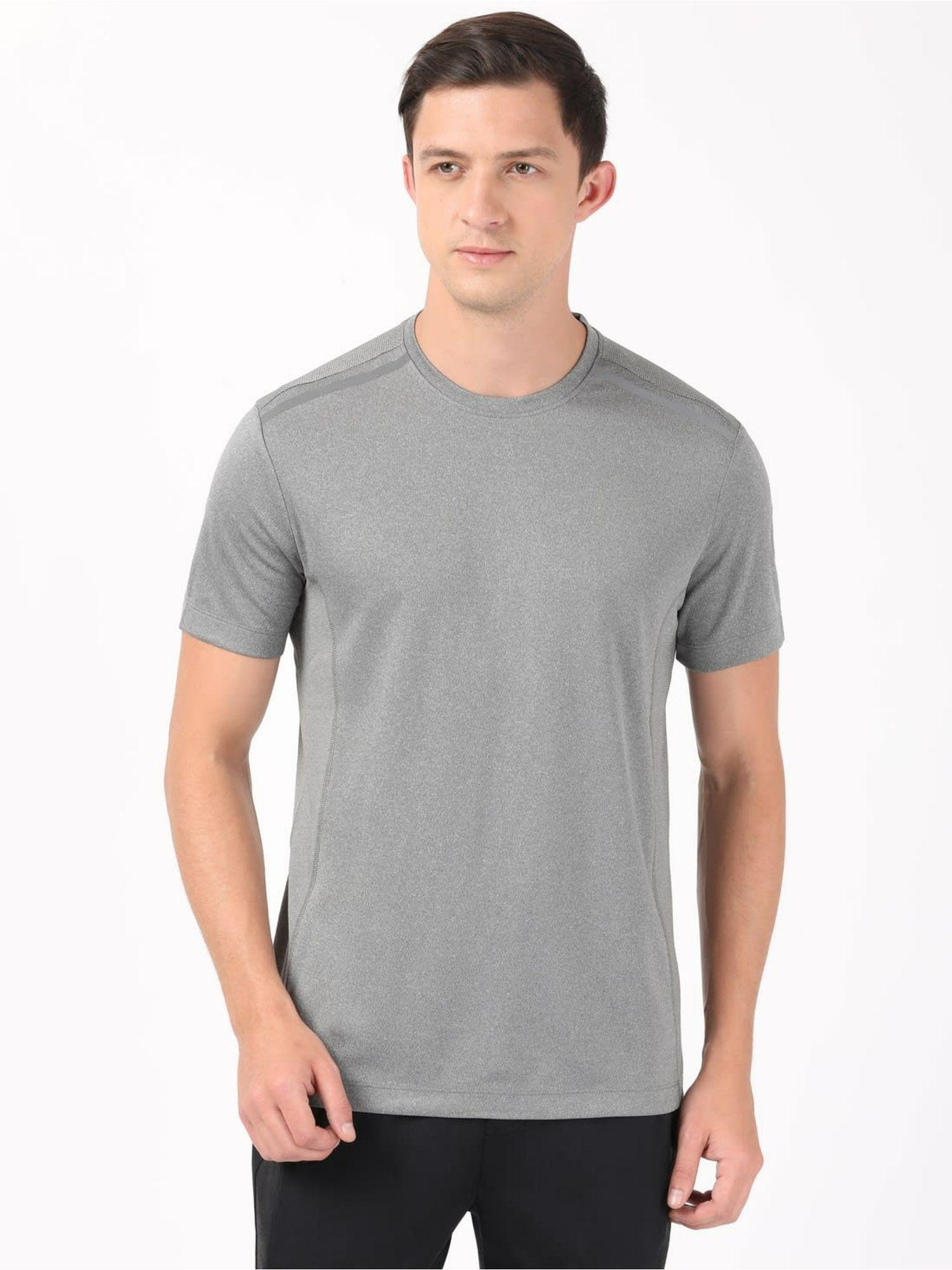 mv35 round neck microfiber t-shirt with breathable mesh & stay fresh treatment grey
