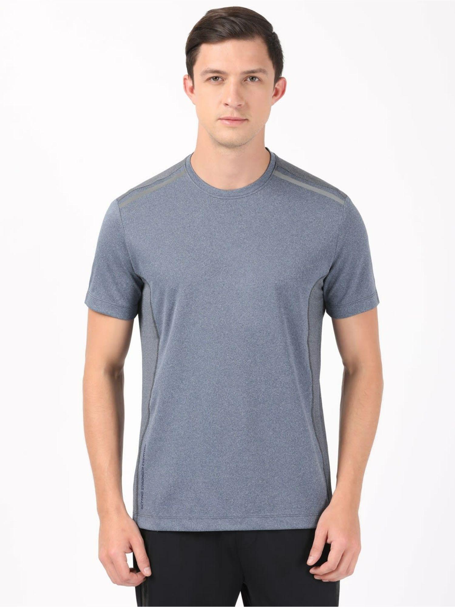 mv35 round neck microfiber t-shirt with breathable mesh & stay fresh treatment navy