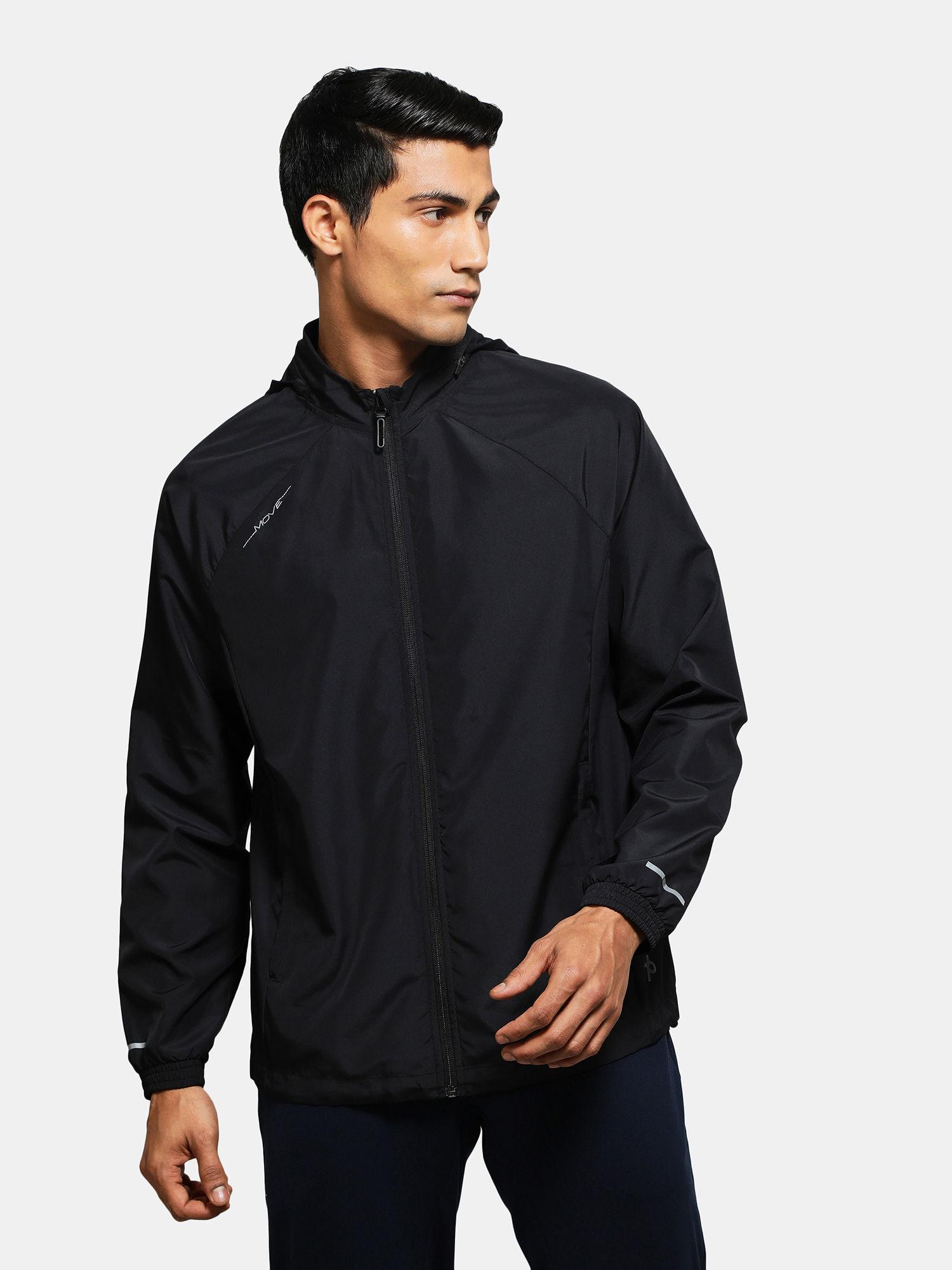 mv40 mens microfiber water resistant convertible hoodie jacket - black