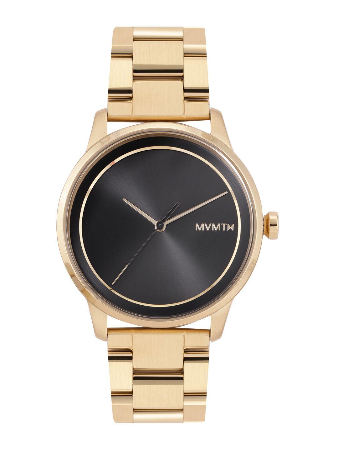 mvmt unisex black dial & gold toned bracelet style straps profile analogue watch 28000182