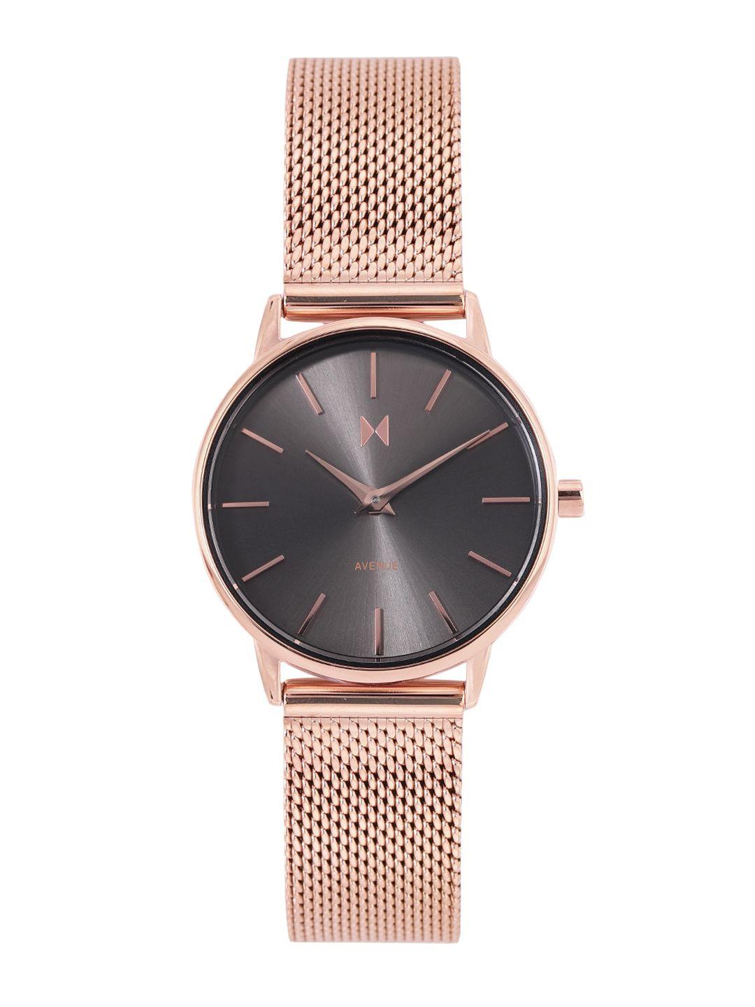 mvmt women grey dial & rose gold toned straps avenue analogue watch 28000224