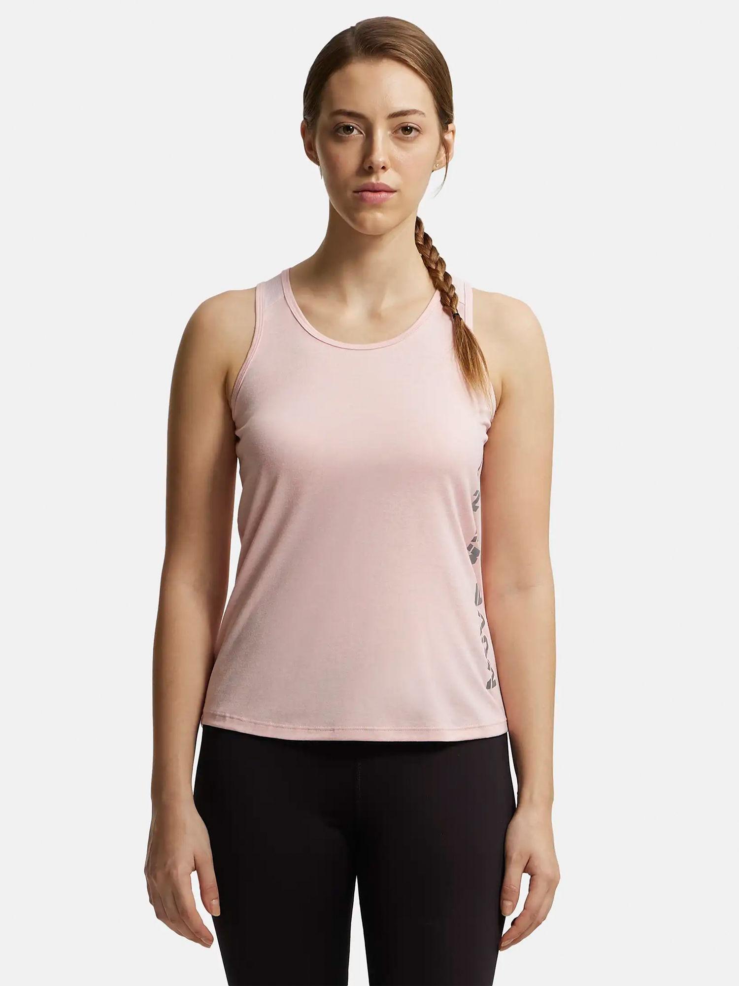 mw33 women's microfiber performance tank top with stay dry treatment -light pink pink