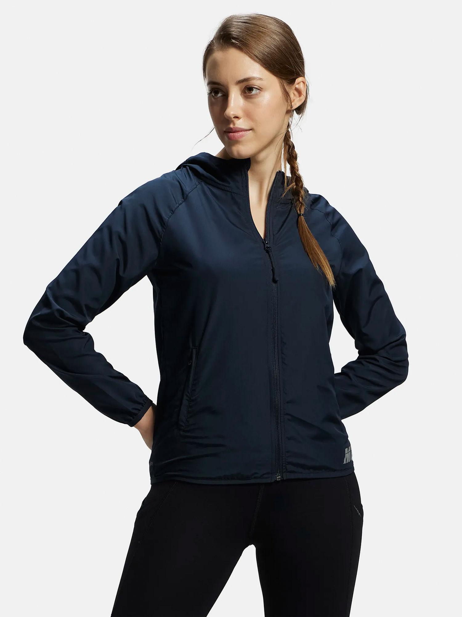 mw50 women's microfiber light weight jacket with stay dry treatment - blue