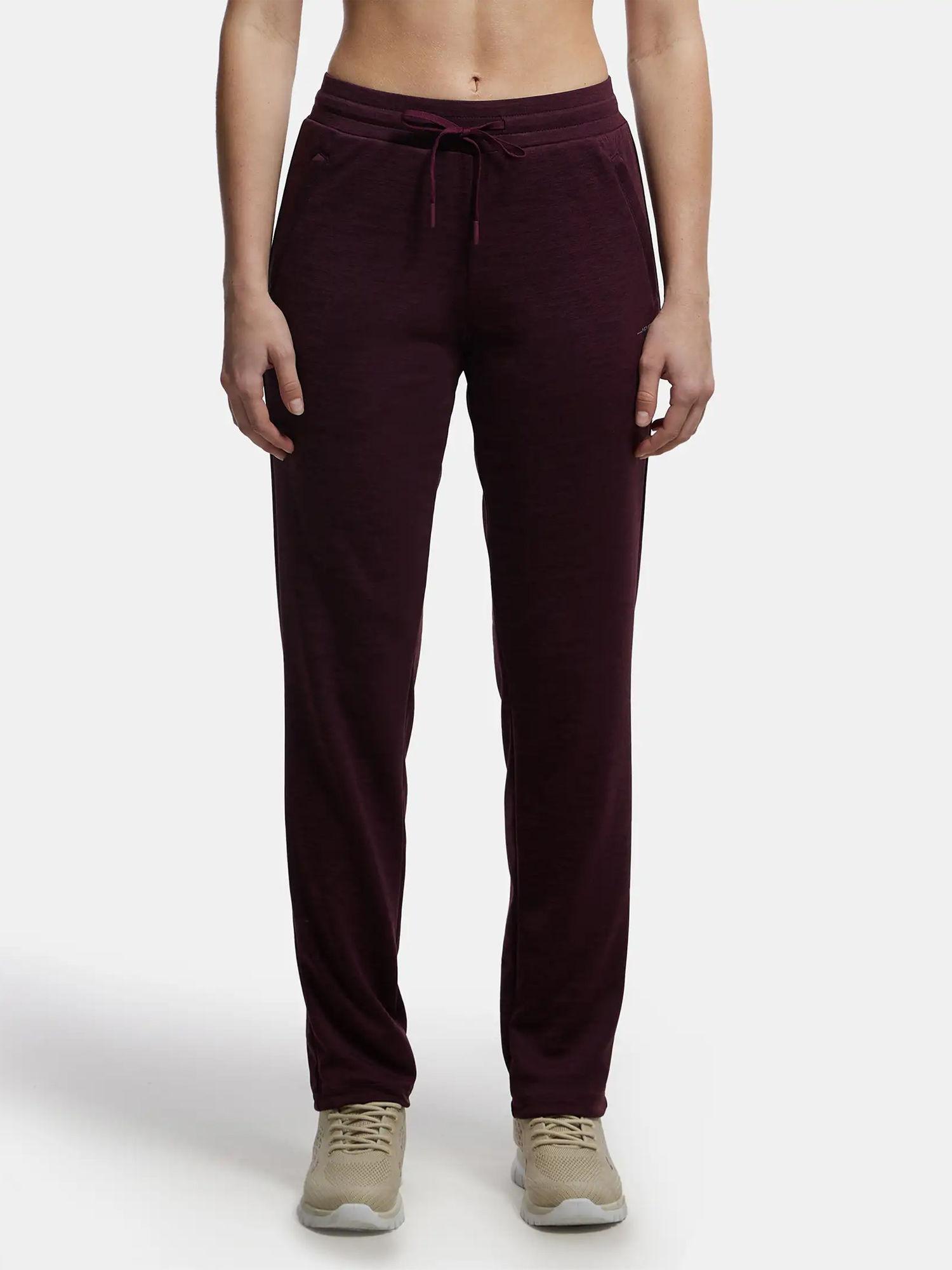 mw54 women microfiber fabric straight fit trackpants - grape wine