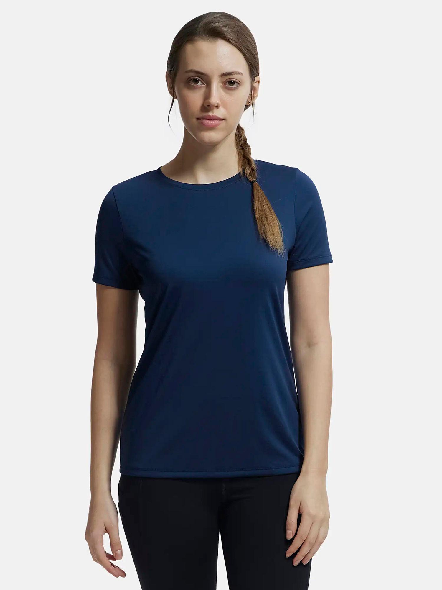 mw71 women's microfiber performance t-shirt with stay dry treatment blue