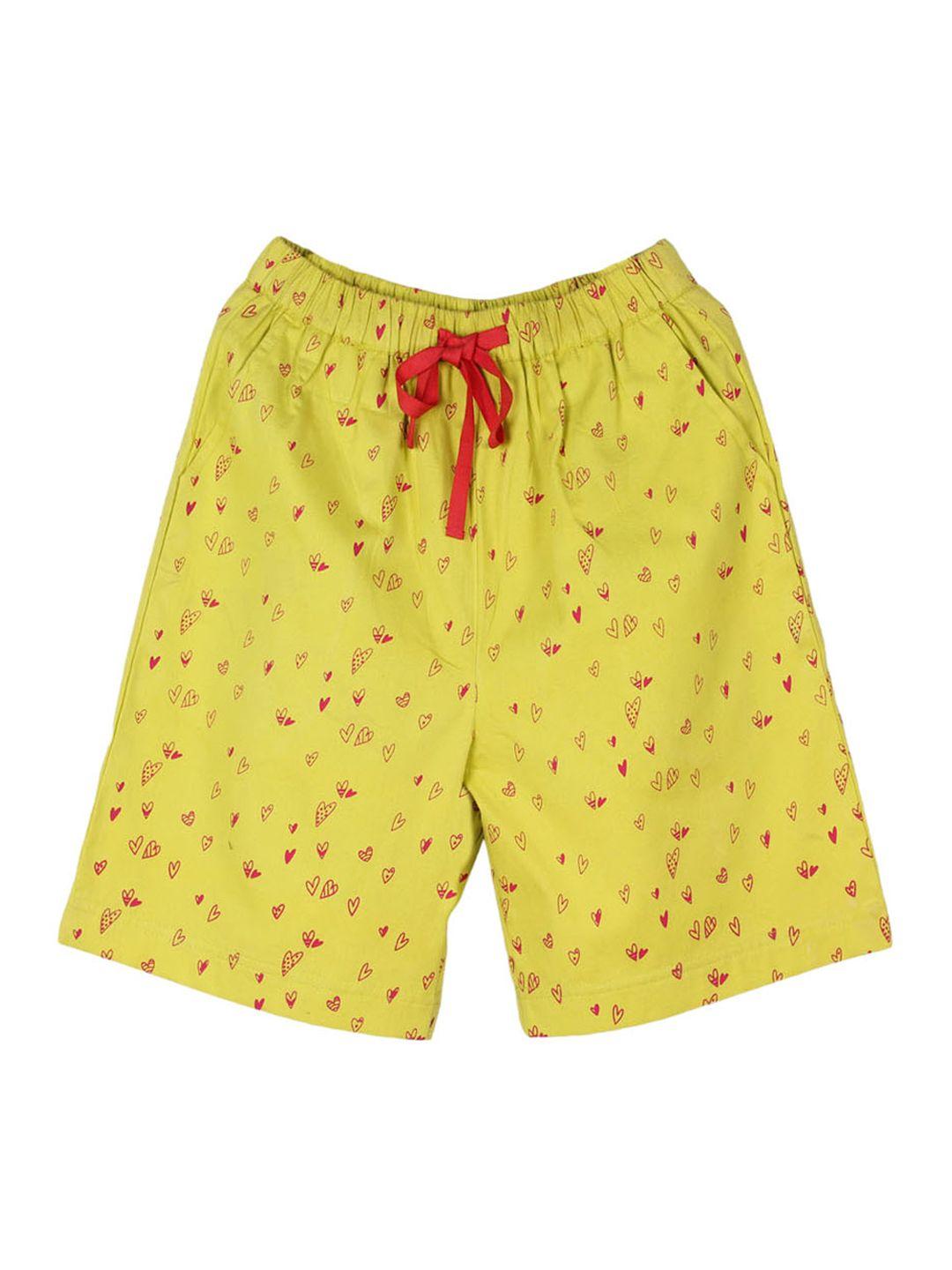 my little lambs boys lime green printed regular fit shorts