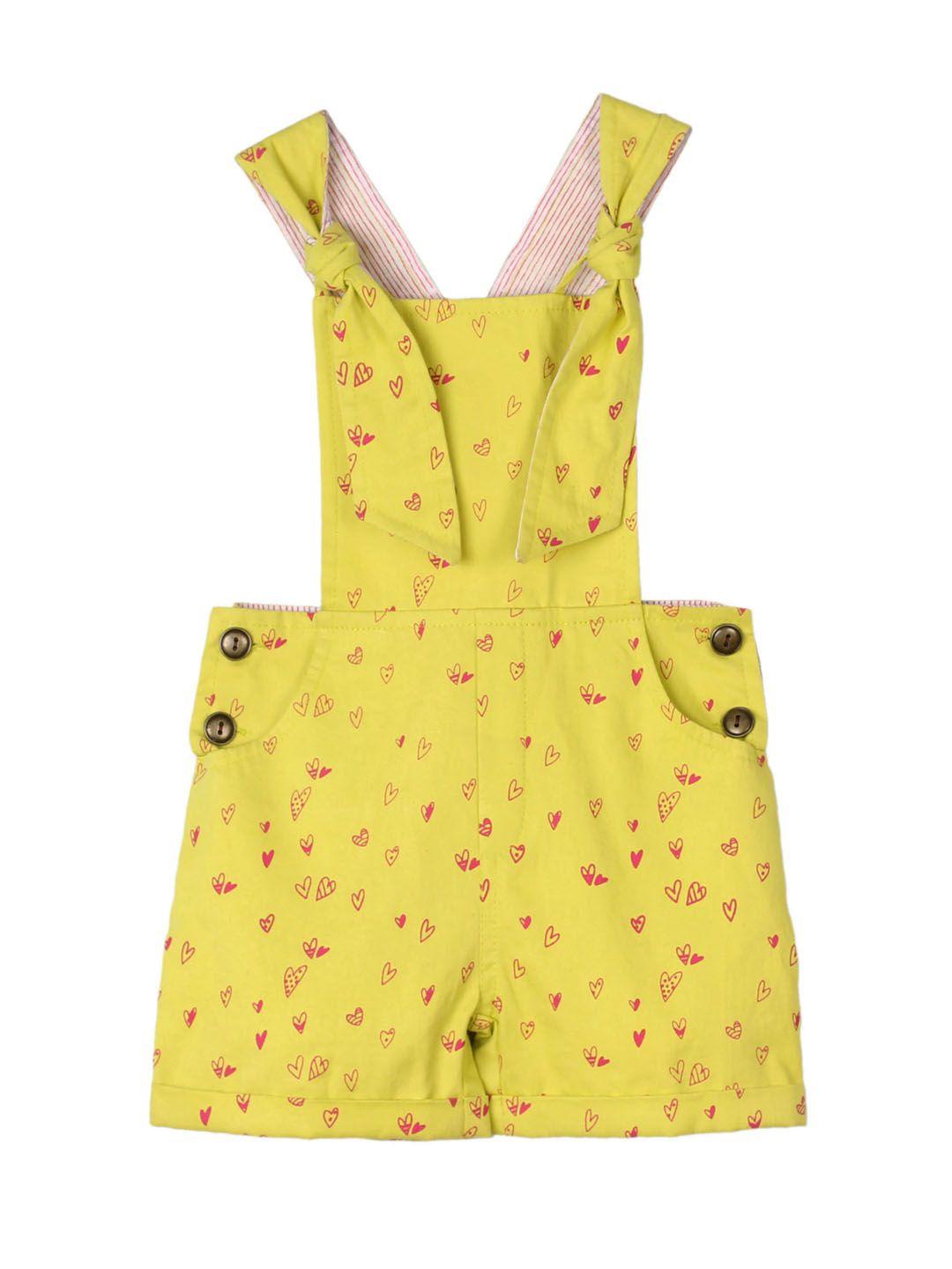 my little lambs unisex lime green printed dungarees