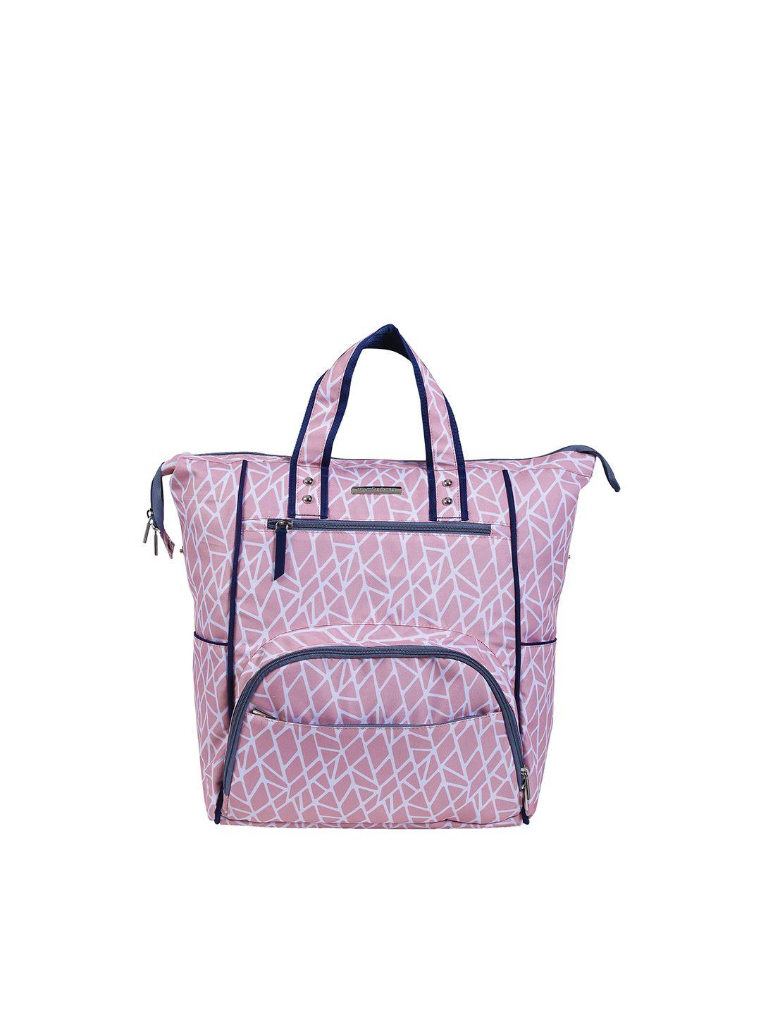 my milestones pink abstract print diaper backpack