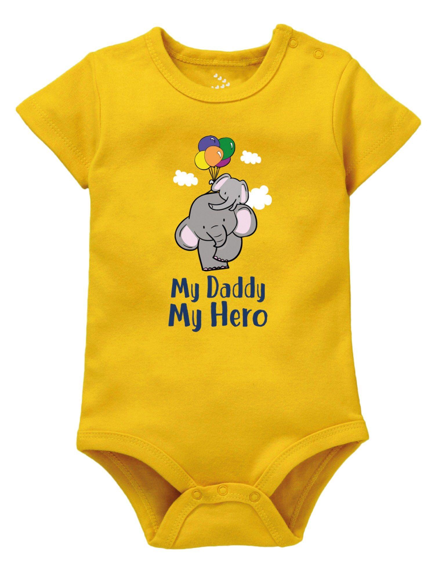 my daddy my hero baby bodysuit for fathers day yellow