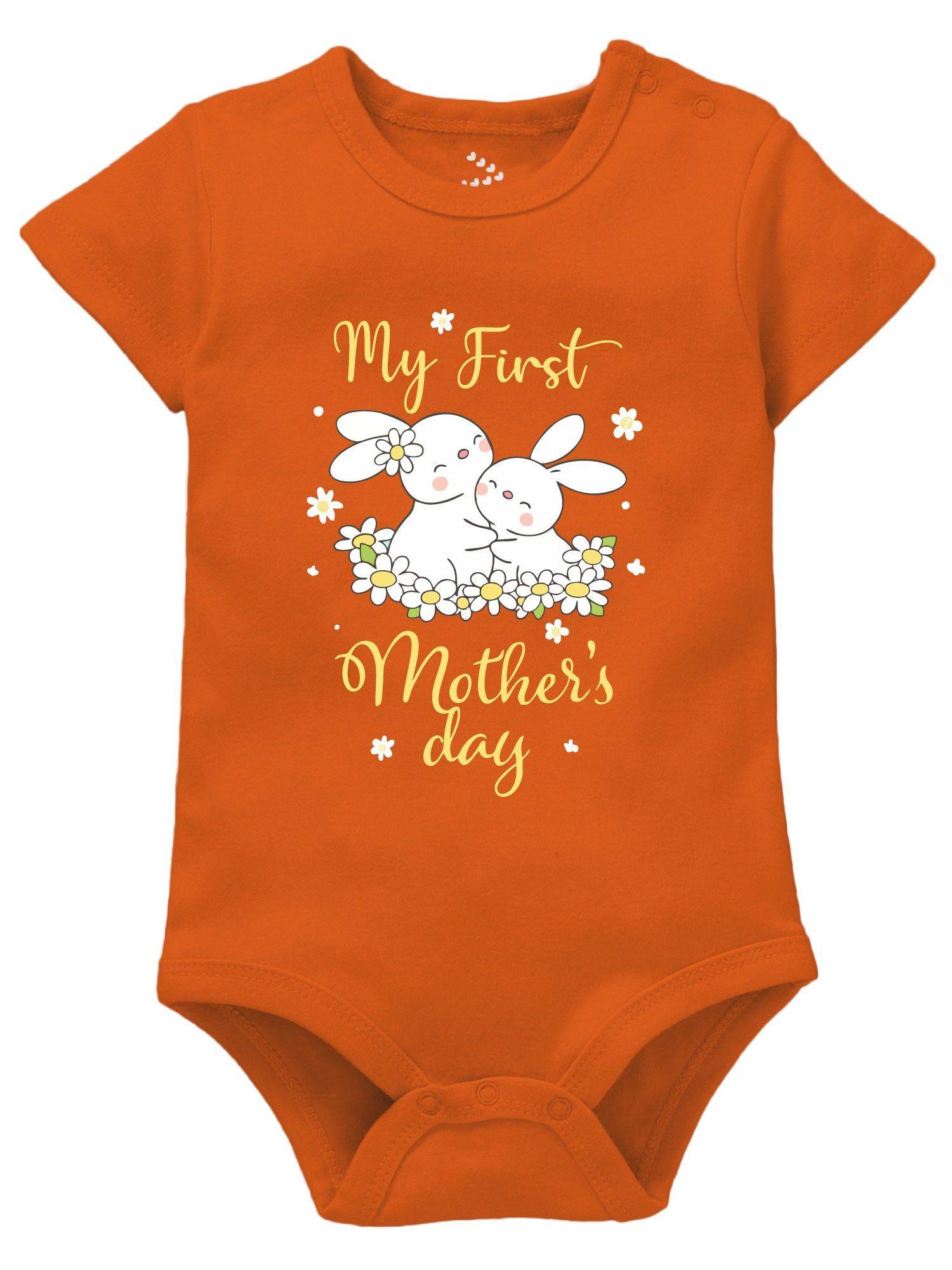 my first mothers day baby bodysuit outfit newborn orange