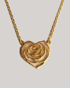 my heart rose necklace - silver with gold plating
