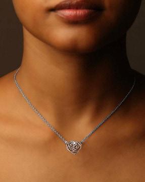 my heart rose silver necklace