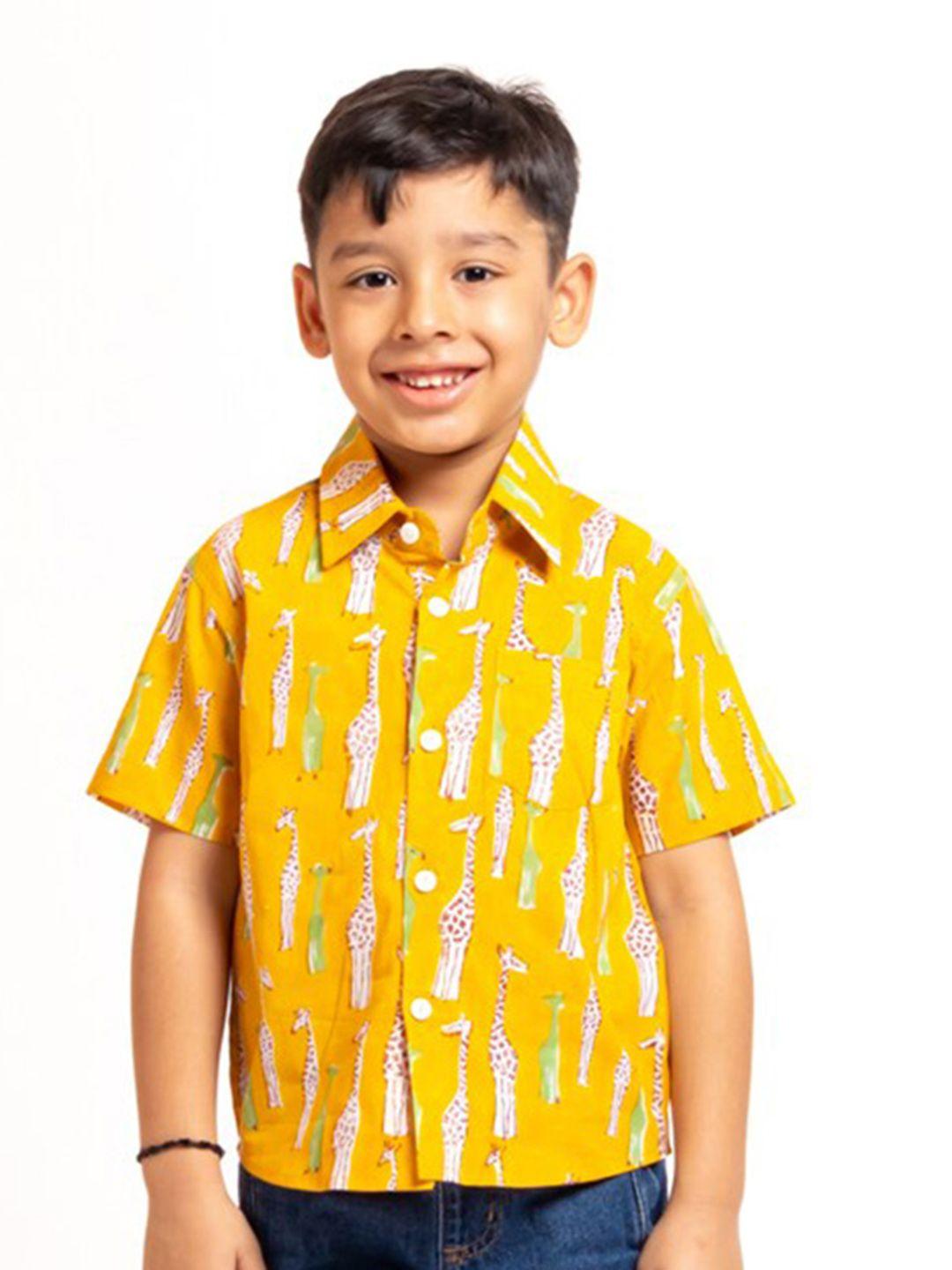 my little lambs boys classic conversational printed pure cotton casual shirt