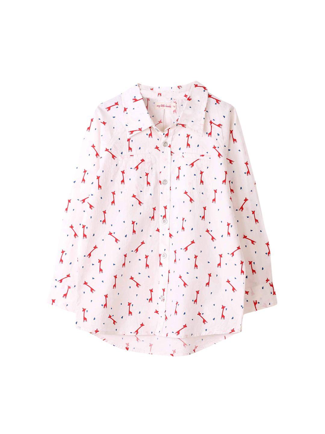 my little lambs boys off white printed casual shirt