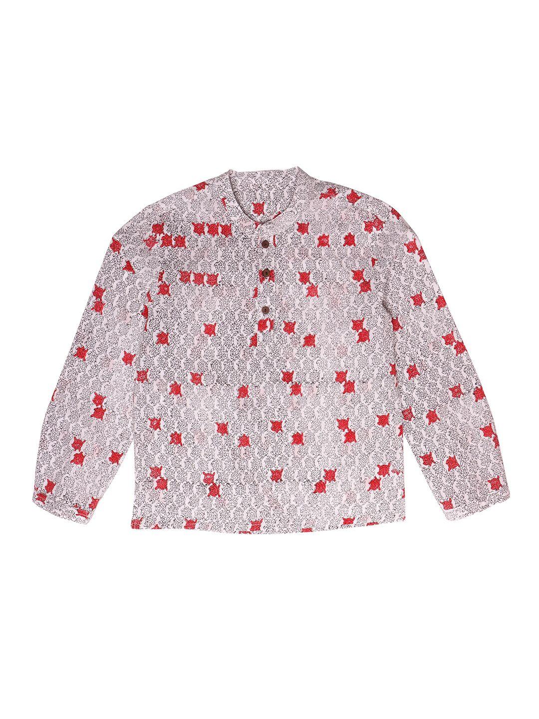 my little lambs boys red classic printed casual shirt