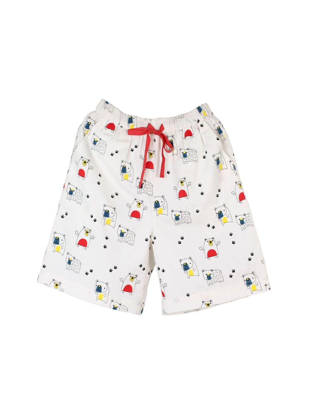 my little lambs boys white printed shorts