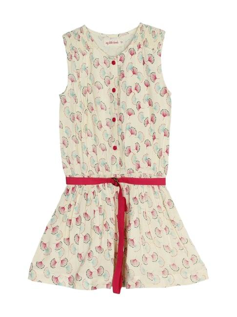 my little lambs kids off white cotton printed dress