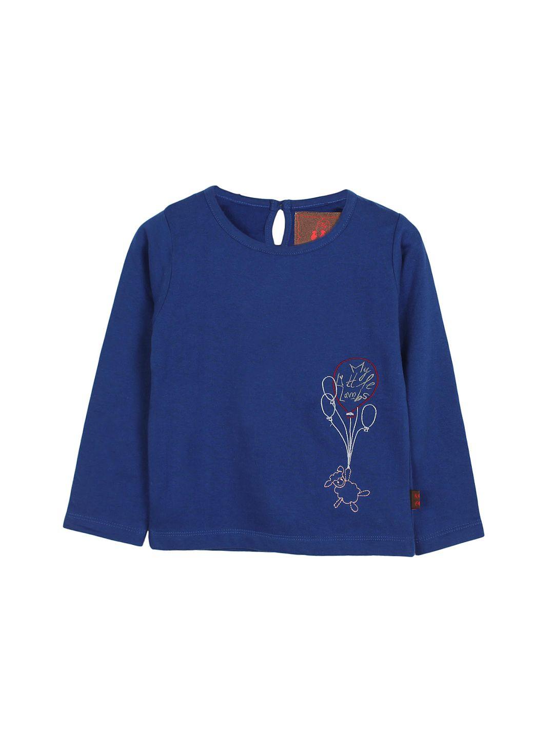my little lambs unisex blue t-shirt with embroidered detail