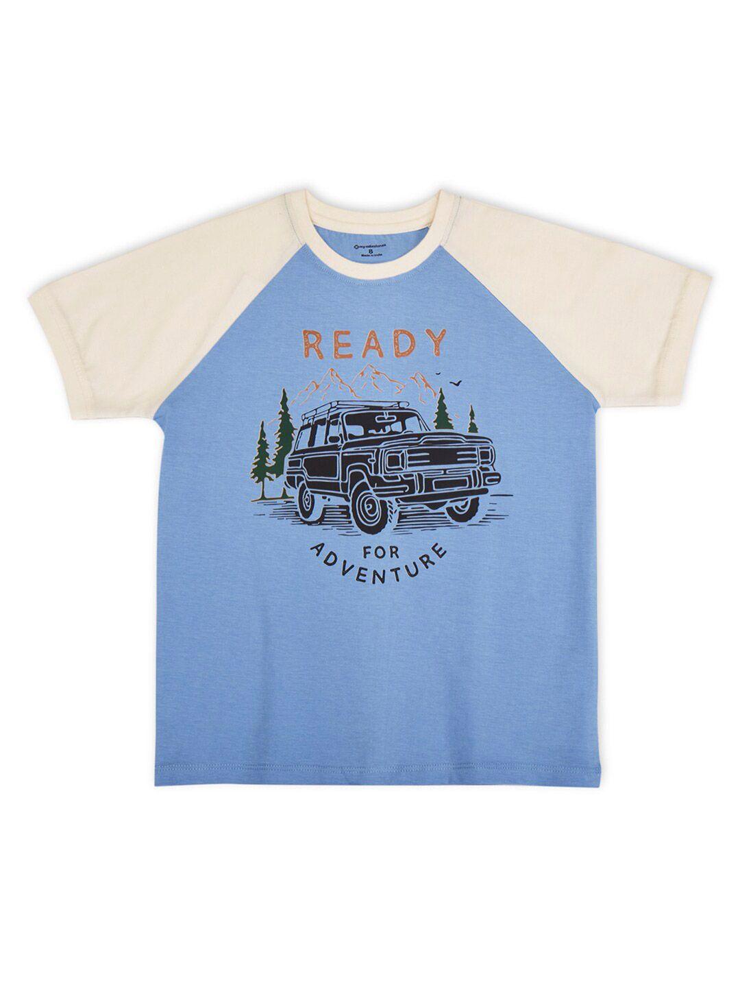 my milestones boys graphic printed cotton t-shirt