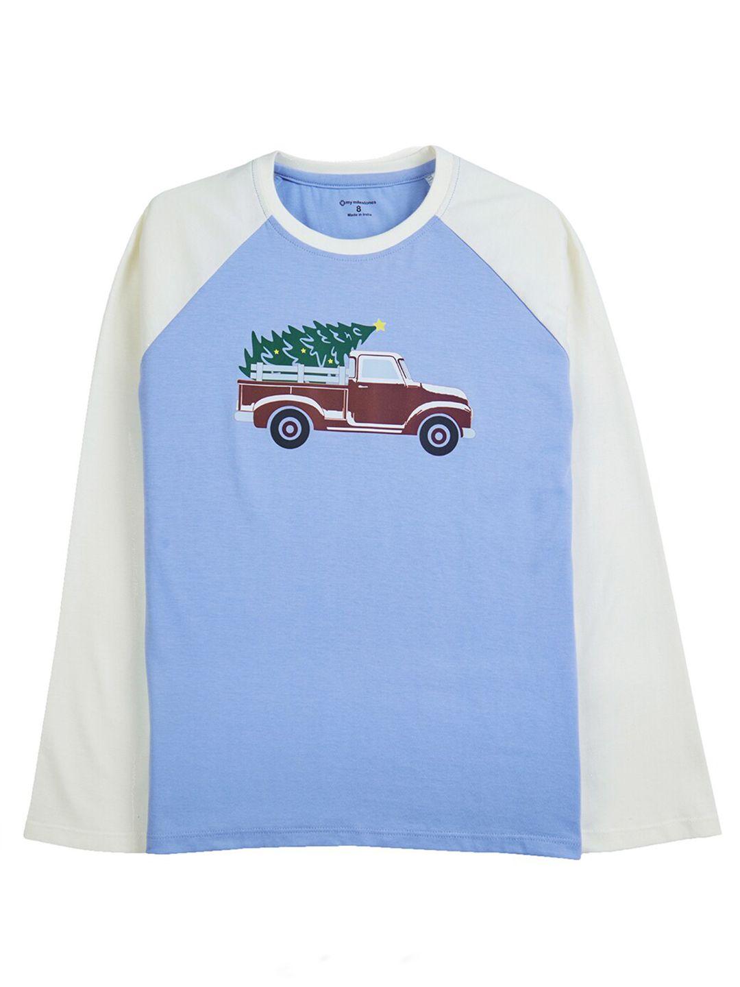 my milestones boys graphic printed raglan sleeves cotton t-shirt