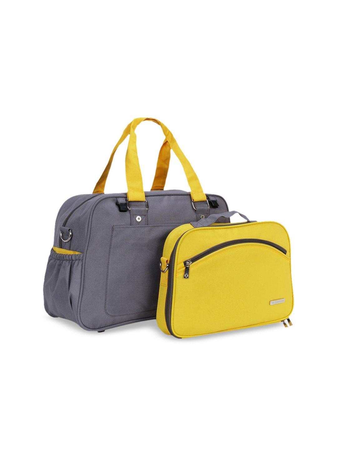 my milestones grey and yellow solid duo detach 2-in-1 diaper bag