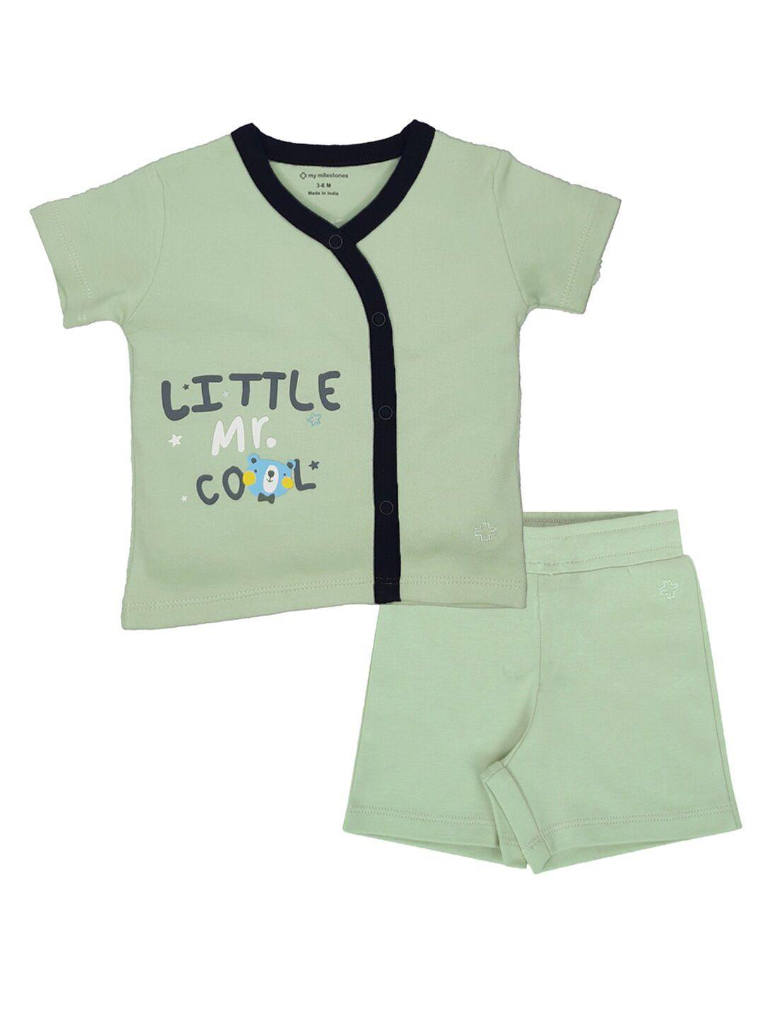 my milestones infant boys printed pure cotton clothing set