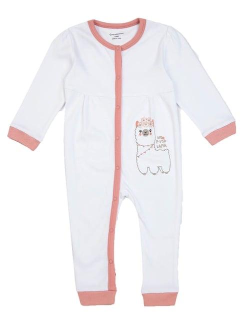 my milestones kids white printed romper