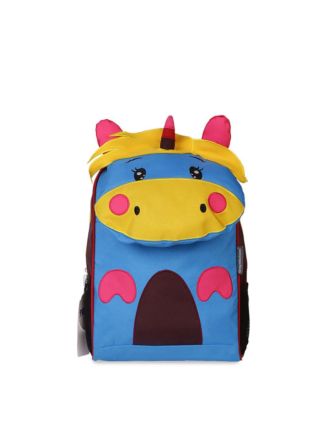 my milestones kids yellow & blue colourblocked backpack