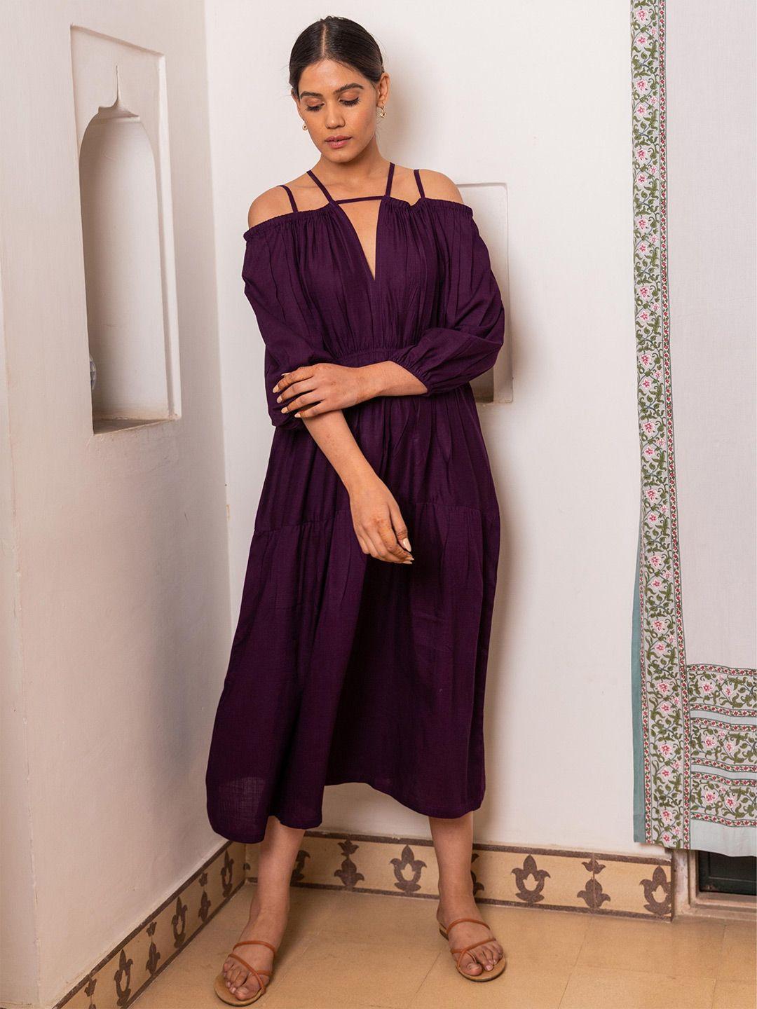 myaara off-shoulder cotton midi dress