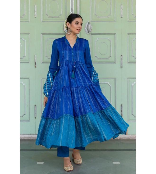 myaara royal blue rani bagh' 22 bunphool anarkali set