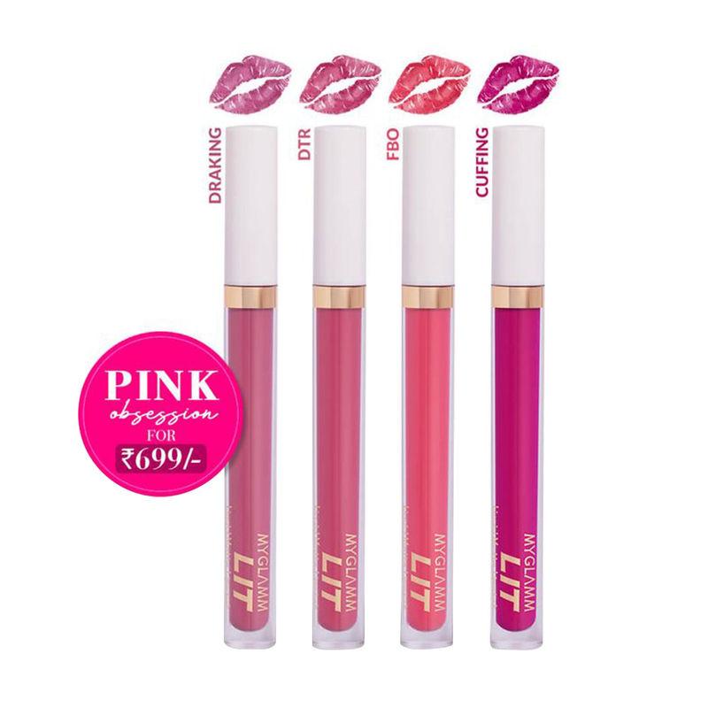 myglamm lit liquid matte pink obsession lipstick combo