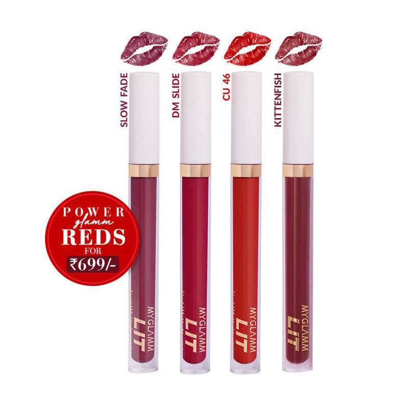 myglamm lit liquid matte power glamm reds lipstick combo