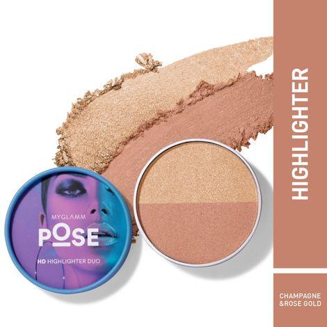 myglamm pose hd highlighter duo-champagne | rose gold-9gm
